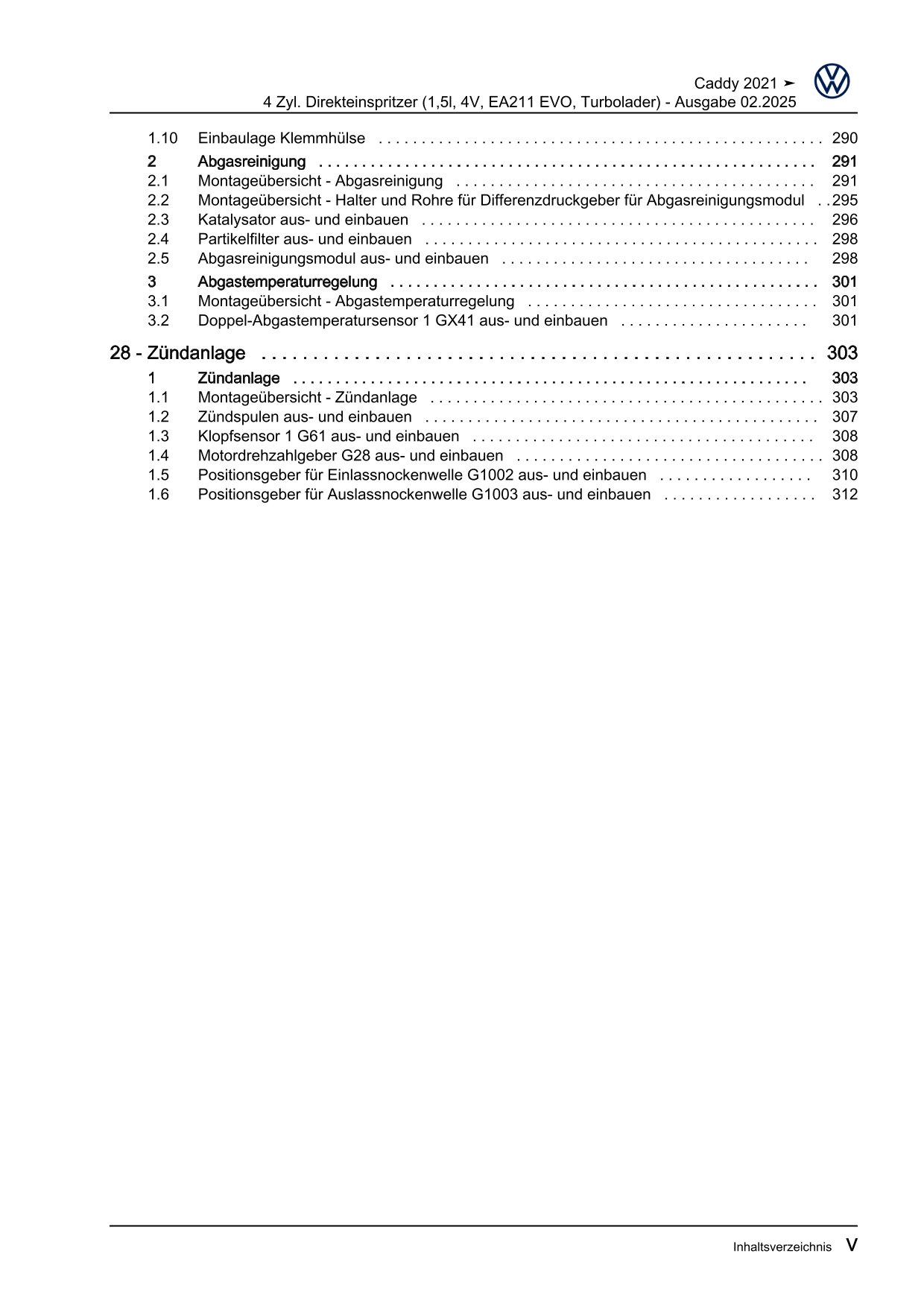 VW Caddy SB ab 2020 4-Zyl. Benzinmotor 1,5l 114-116 PS Reparaturanleitung eBook