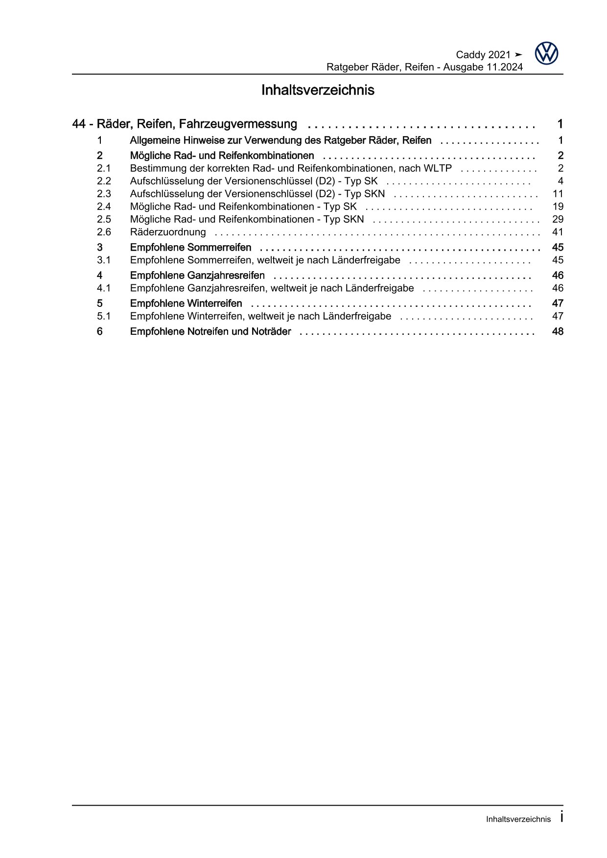 VW Caddy Typ SB ab 2020 Ratgeber Räder und Reifen Reparaturanleitung eBook