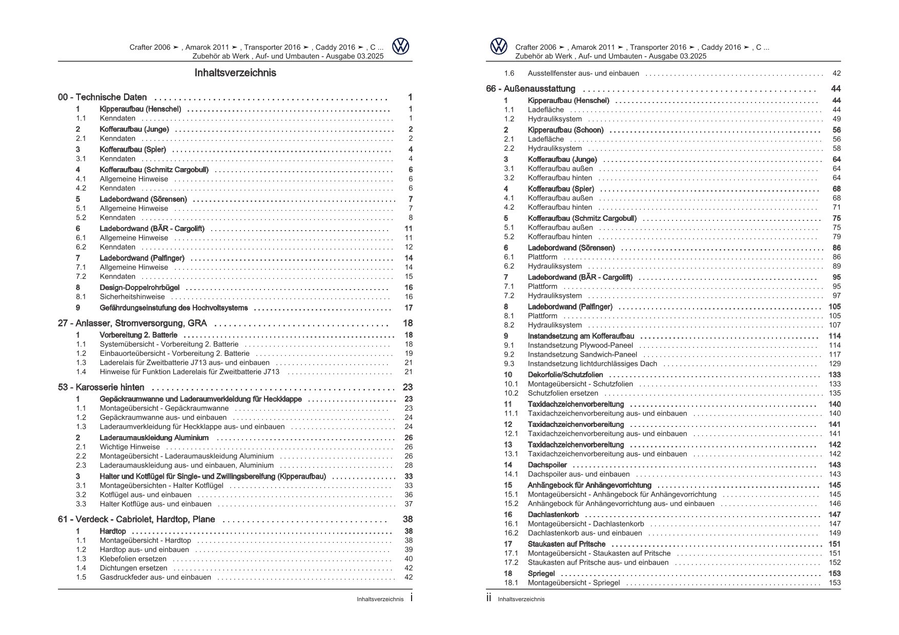 VW Caddy SB ab 2020 Zubehör ab Werk Auf- und Umbauten Reparaturanleitung eBook