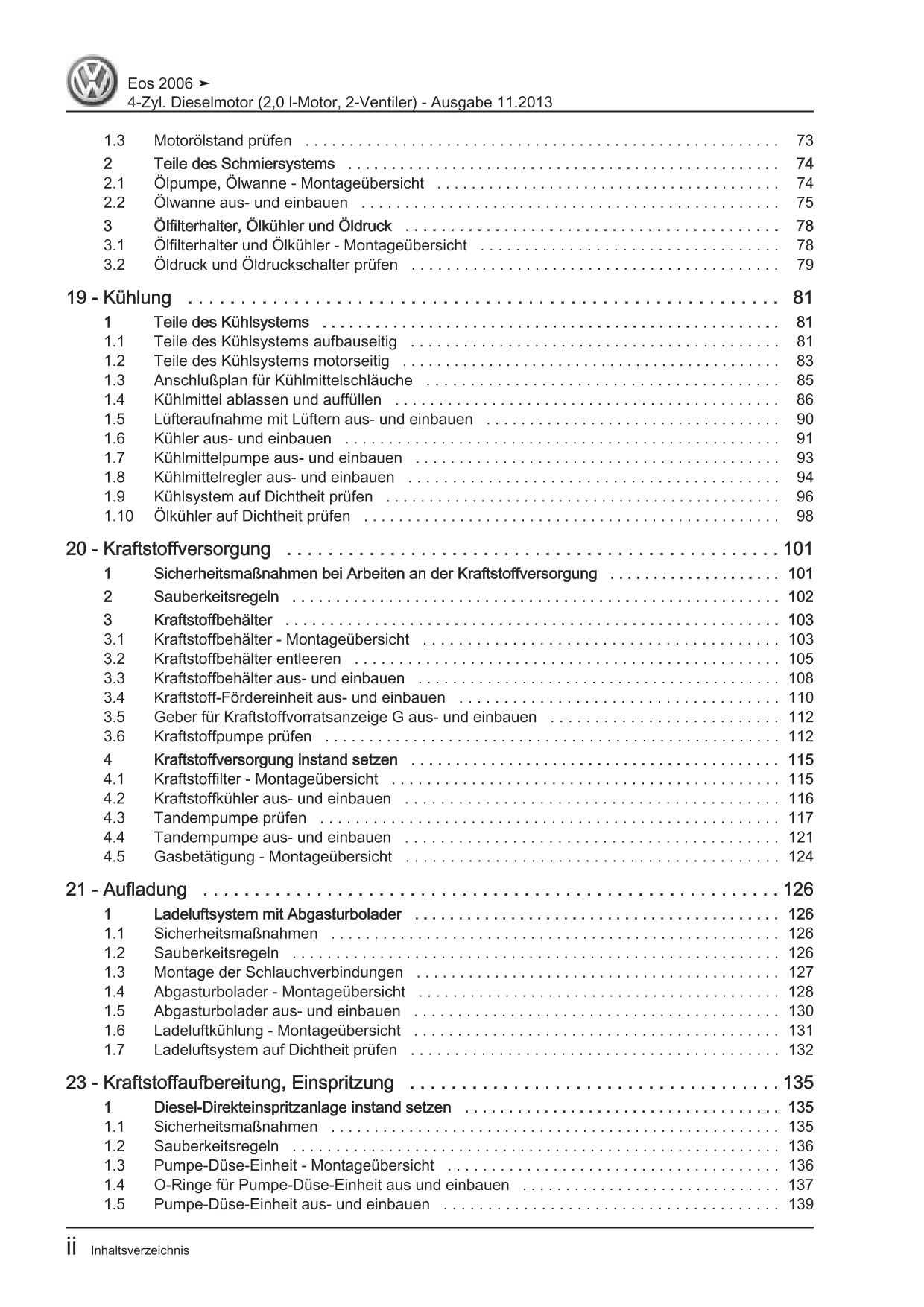 VW EOS 1F 2006-2015 4-Zyl. Dieselmotor 2V 2,0l 140 PS Reparaturanleitung eBook