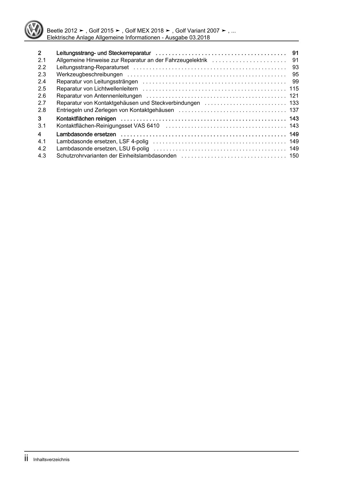 VW Golf 5 Variant 1K5 (07-09) Allgemeine Infos Elektrik Reparaturanleitung eBook