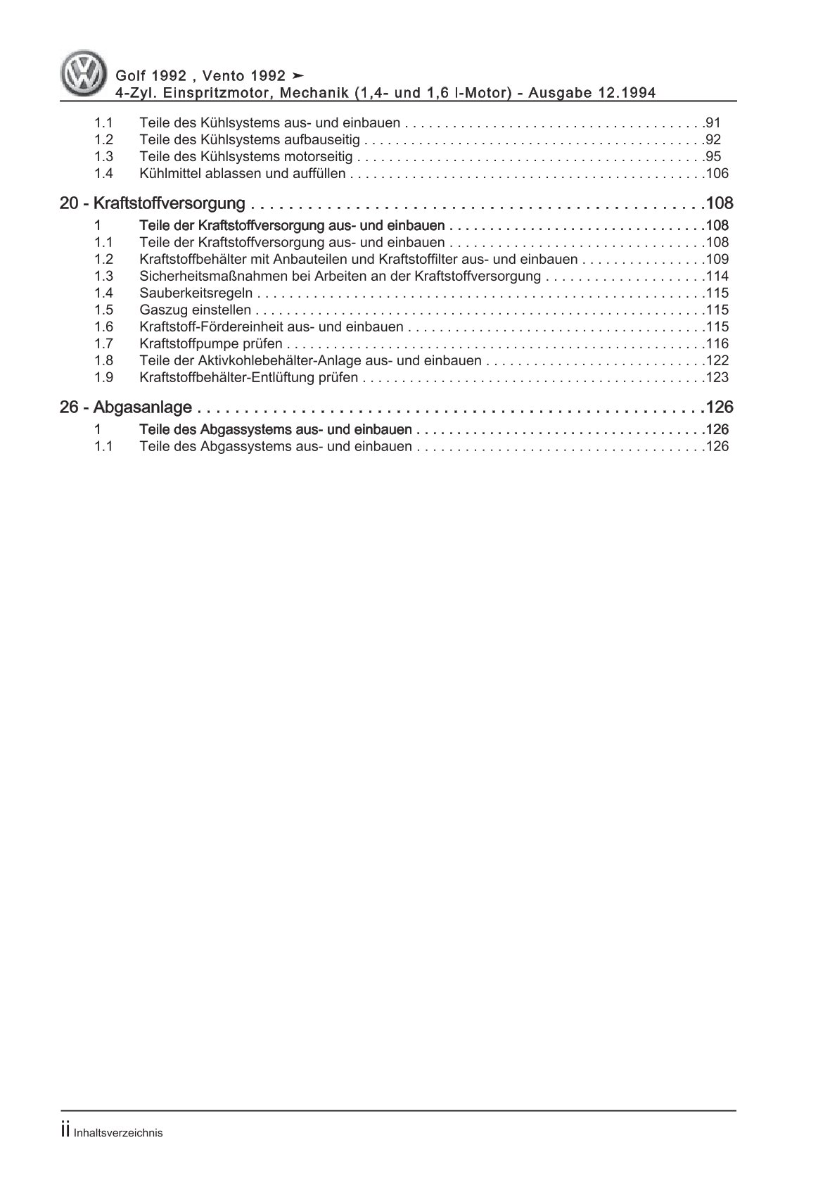 VW Golf 4 Cabrio (98-02) Benzinmotor Mechanik 60-75 PS Reparaturanleitung eBook