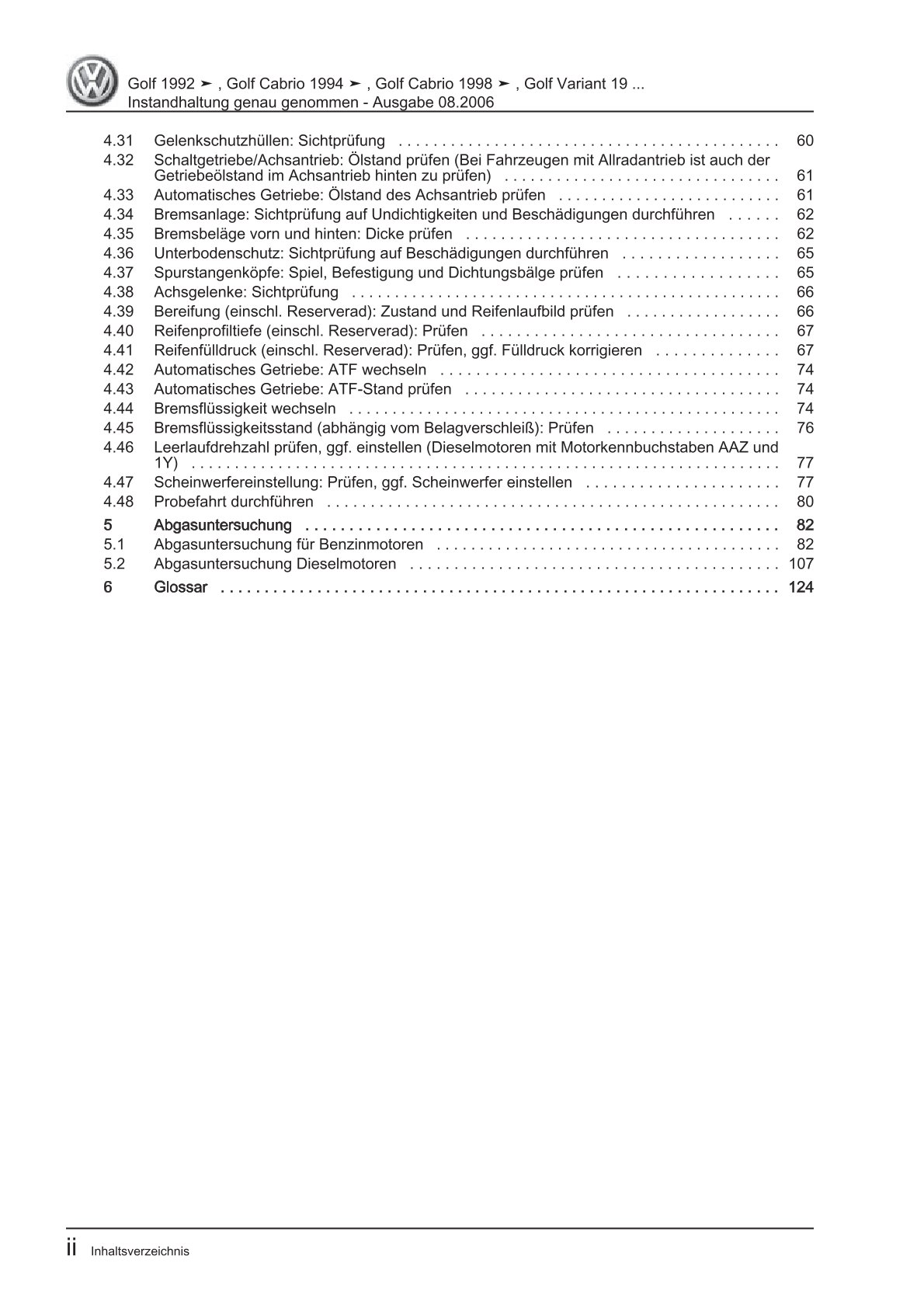 VW Golf 3 Variant 1H (93-99) Inspektion Wartung Pflege Reparaturanleitung eBook
