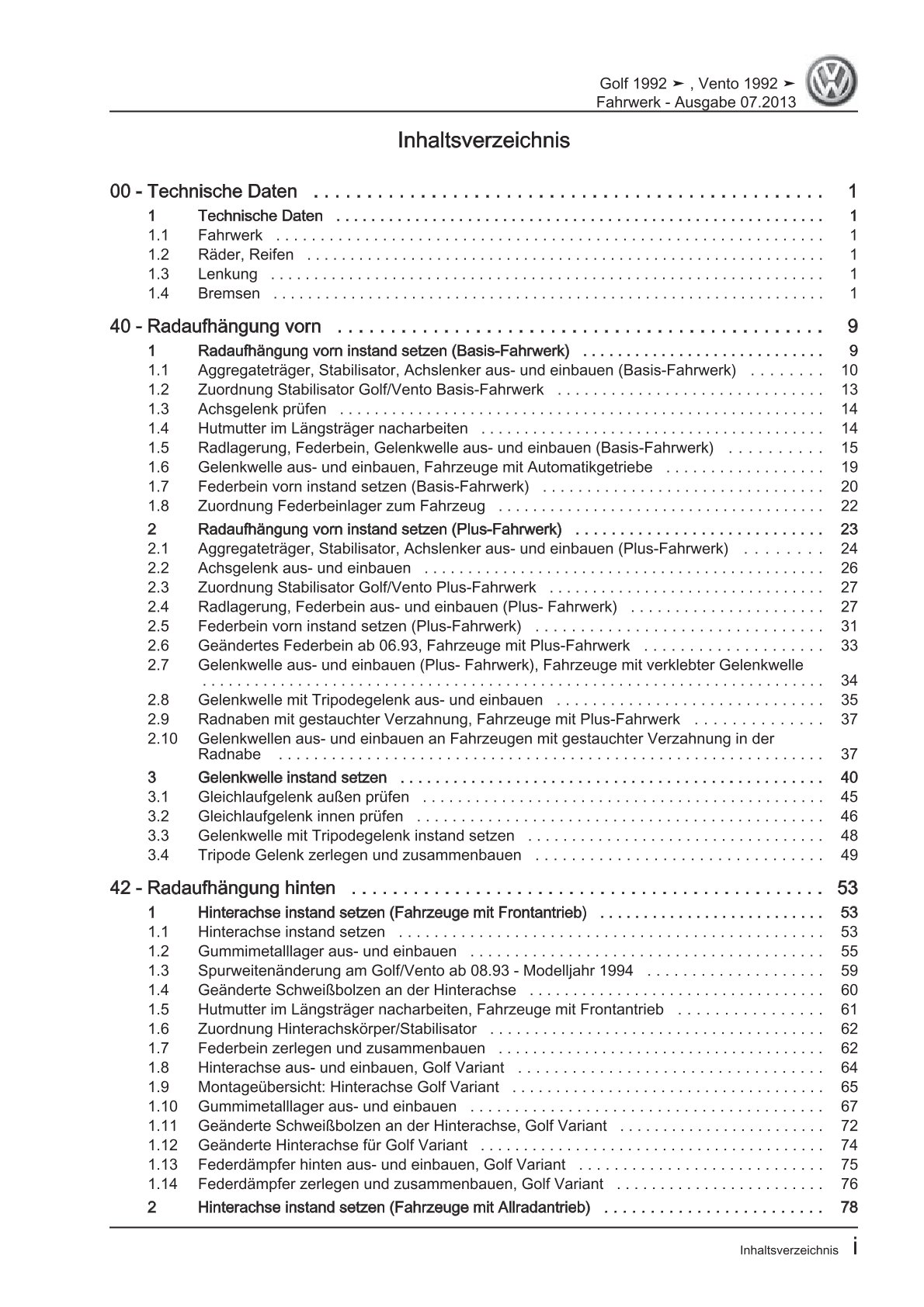 VW Golf 3 Variant 1H 1993-1999 Fahrwerk Lenkung Bremsen Reparaturanleitung eBook