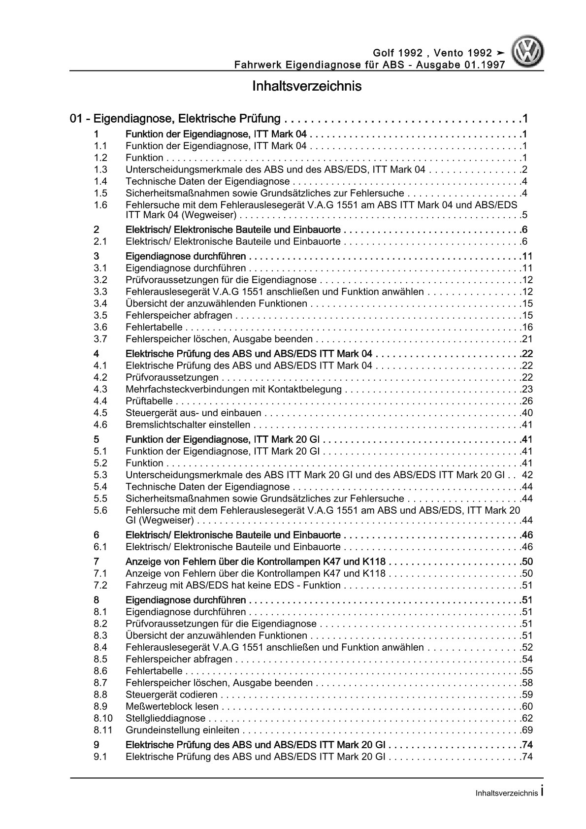 VW Golf 3 Variant 1H (93-99) Fahrwerk Eigendiagnose ABS Reparaturanleitung eBook