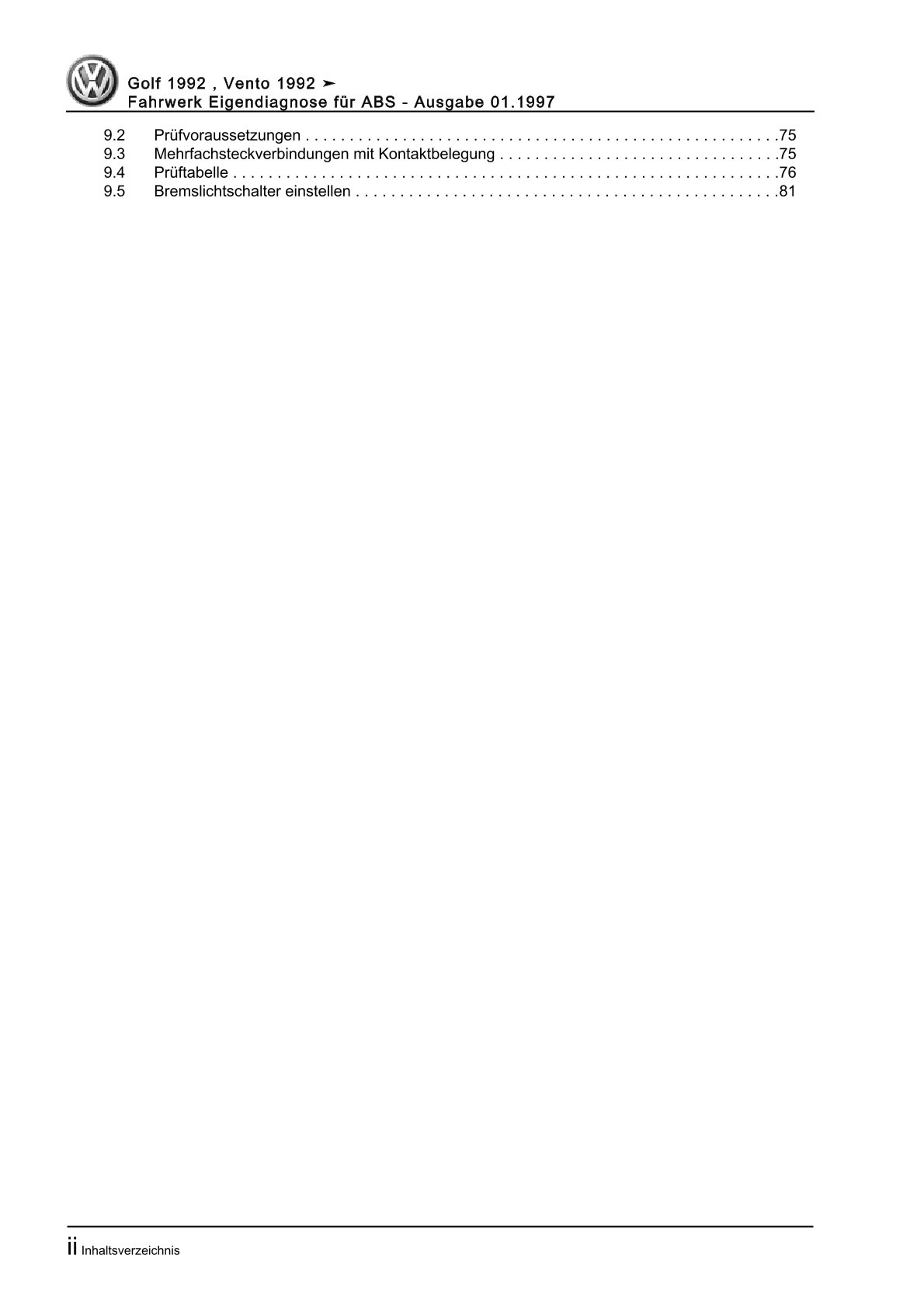 VW Golf 3 Variant 1H (93-99) Fahrwerk Eigendiagnose ABS Reparaturanleitung eBook