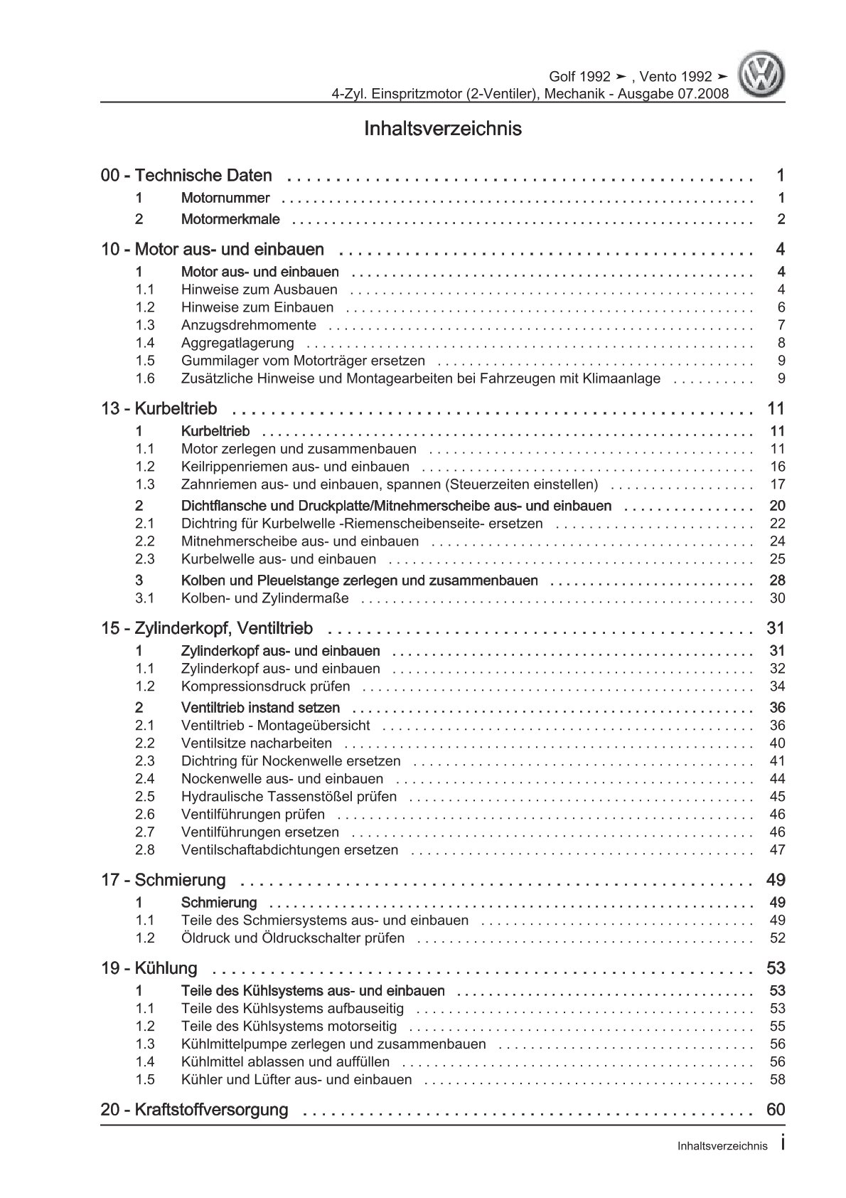 VW Golf 3 Variant Typ 1H Benzinmotor Mechanik 75-115 PS Reparaturanleitung eBook