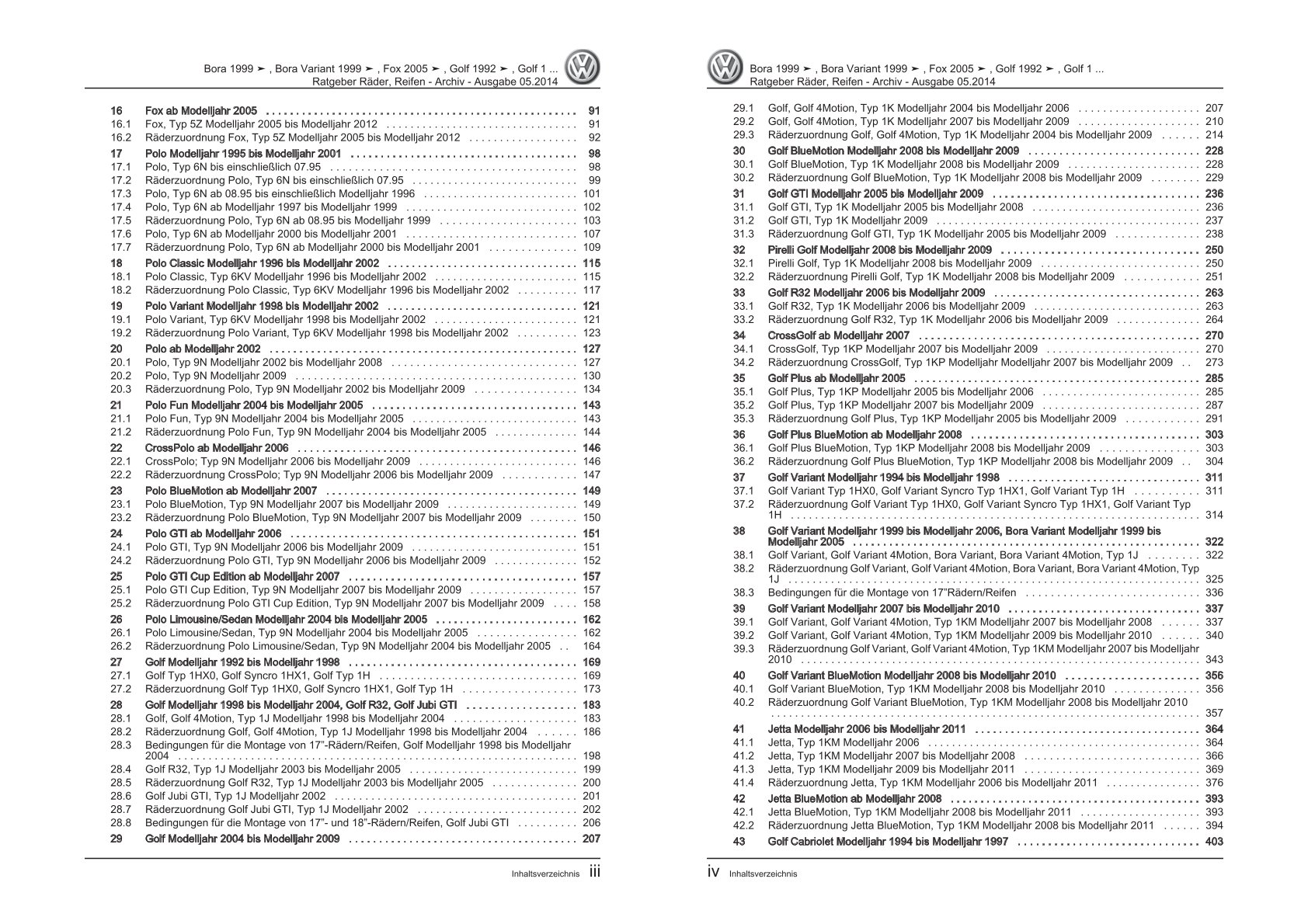 VW Golf 3 Variant 1H 93-99 Ratgeber Räder Reifen Archiv Reparaturanleitung eBook