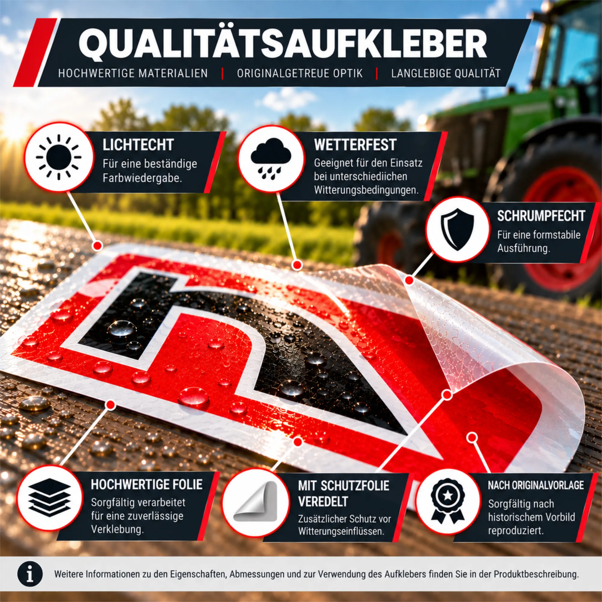 Qualitätsaufkleber für Traktoren und Landmaschinen - lichtecht, wetterfest und nach Originalvorlage reproduziert