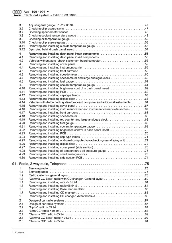 Audi 100 type 4A 1990-1997 electrical system repair workshop manual eBook pdf