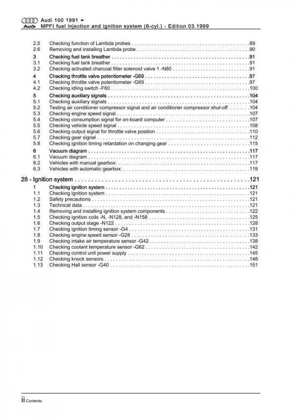 Audi 100 4A (90-97) MPFI fuel injection ignition system 2.6l repair manual eBook