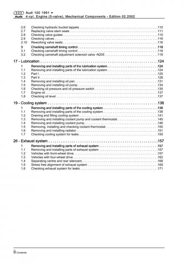 Audi 100 4A (90-97) petrol injection engine mechanics 125 hp repair manual eBook