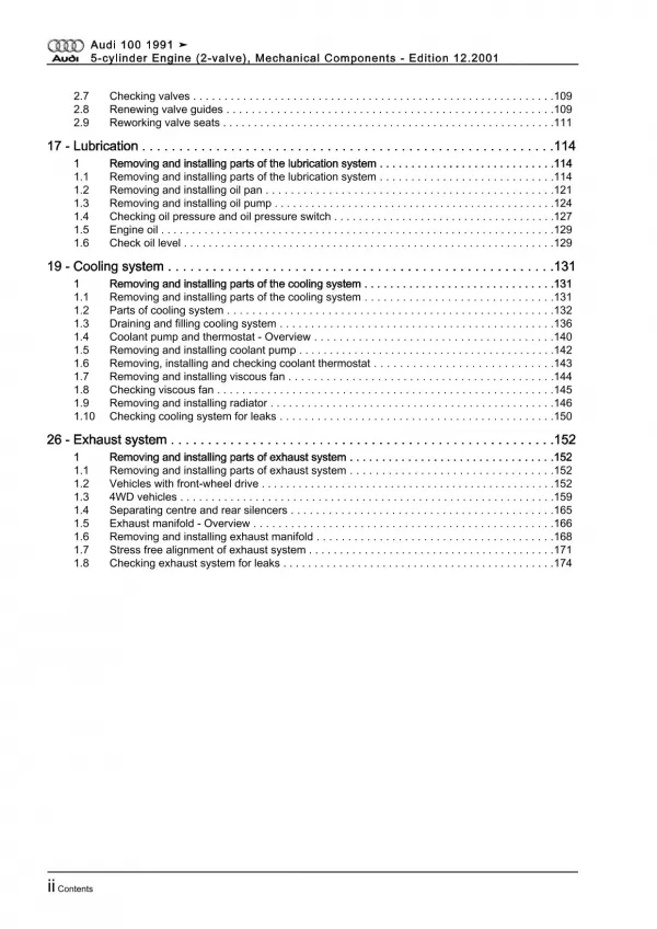 Audi 100 4A (90-97) petrol injection engine mechanics 133 hp repair manual eBook