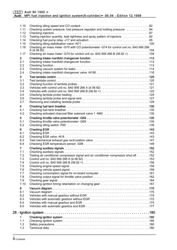 Audi 80 8C 1991-1994 mpi fuel injection and ignition system repair manual eBook