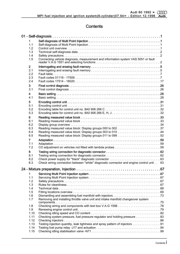 Audi 80 8C 1994-1995 mpi fuel injection and ignition system repair manual eBook