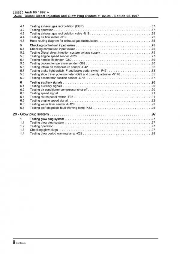 Audi 80 8C 1991-1994 direct injection glow plug system 90 hp repair manual eBook