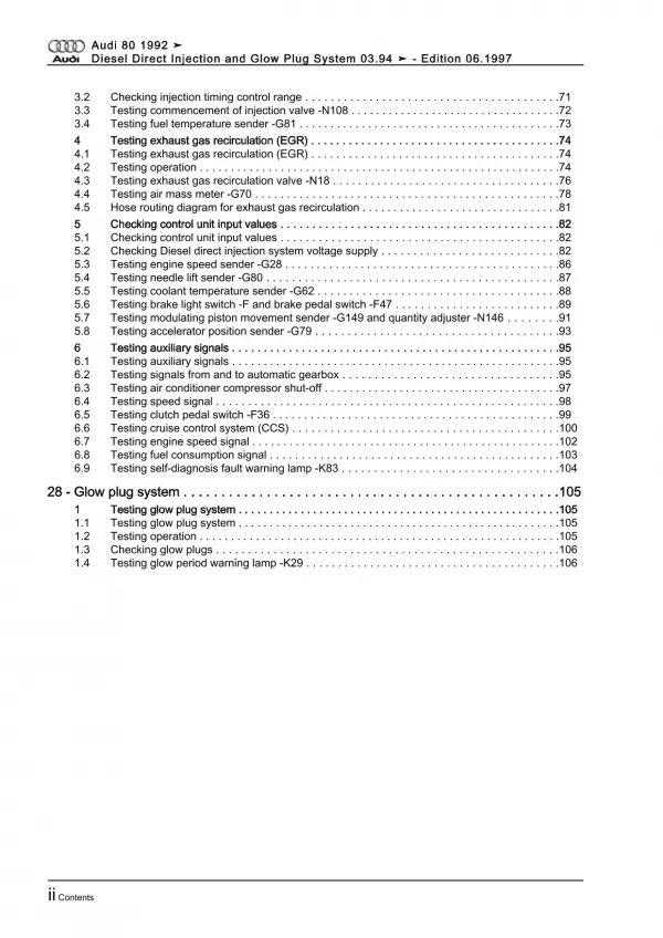 Audi 80 8C 1994-1995 direct injection glow plug system 90 hp repair manual eBook