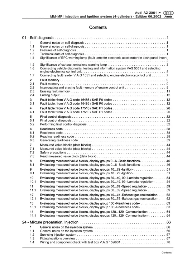 Audi A2 8Z 1999-2005 MM-MPI injection ignition system 1.4l repair manual eBook