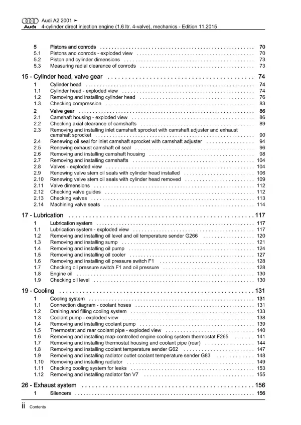 Audi A2 type 8Z 1999-2005 injection engine mechanics 110 hp repair manual eBook