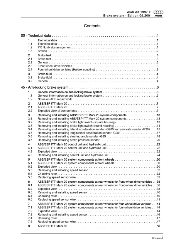 Audi A3 type 8L 1996-2006 brake systems repair workshop manual eBook pdf