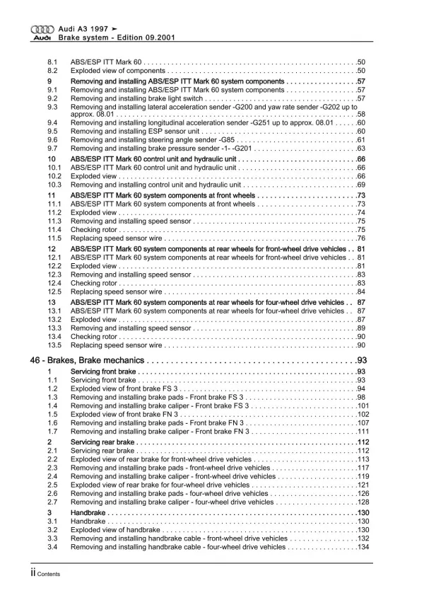 Audi A3 type 8L 1996-2006 brake systems repair workshop manual eBook pdf