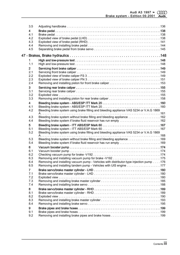 Audi A3 type 8L 1996-2006 brake systems repair workshop manual eBook pdf