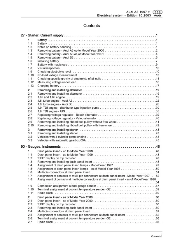 Audi A3 type 8L 1996-2006 electrical system repair workshop manual eBook pdf