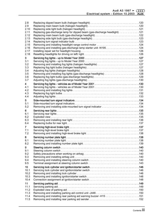 Audi A3 type 8L 1996-2006 electrical system repair workshop manual eBook pdf