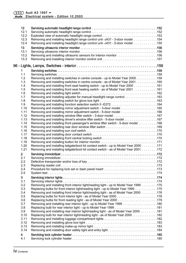 Audi A3 type 8L 1996-2006 electrical system repair workshop manual eBook pdf