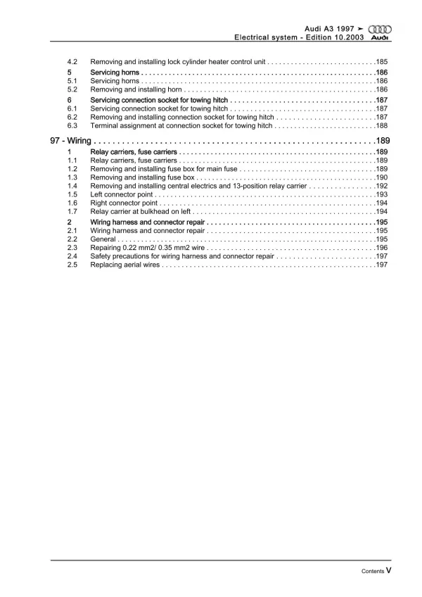 Audi A3 type 8L 1996-2006 electrical system repair workshop manual eBook pdf