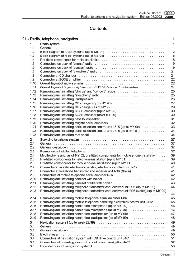 Audi A3 8L 1996-2006 communication radio navigation repair workshop manual eBook