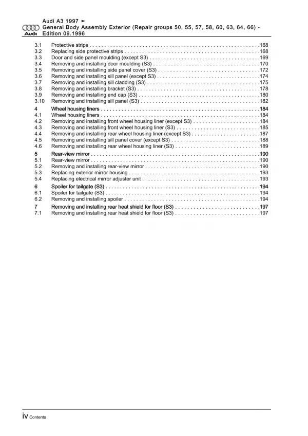Audi A3 8L 1996-2006 general body repairs exterior repair workshop manual eBook