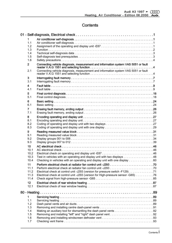 Audi A3 type 8L 1996-2006 heating air conditioning system repair manual eBook