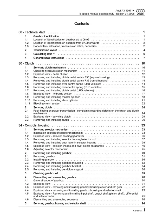 Audi A3 8L 1996-2006 5 speed manual gearbox 02K repair workshop manual eBook
