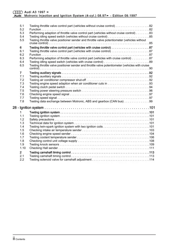 Audi A3 8L 1997-2006 motronic injection ignition system 1.8l repair manual eBook