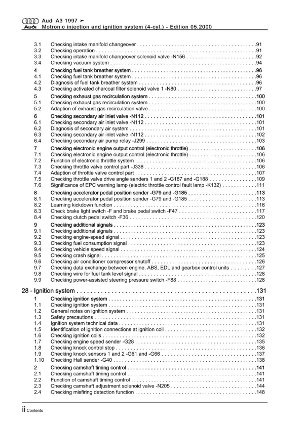 Audi A3 8L (96-06) motronic injection ignition system 125 hp repair manual eBook