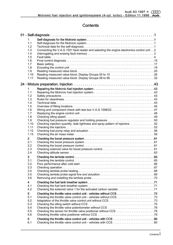 Audi A3 8L (96-06) motronic injection ignition system 150 hp repair manual eBook