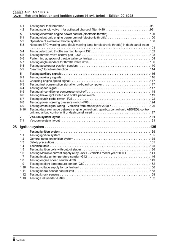 Audi A3 8L (96-06) 4-cyl. motronic injection ignition system repair manual eBook