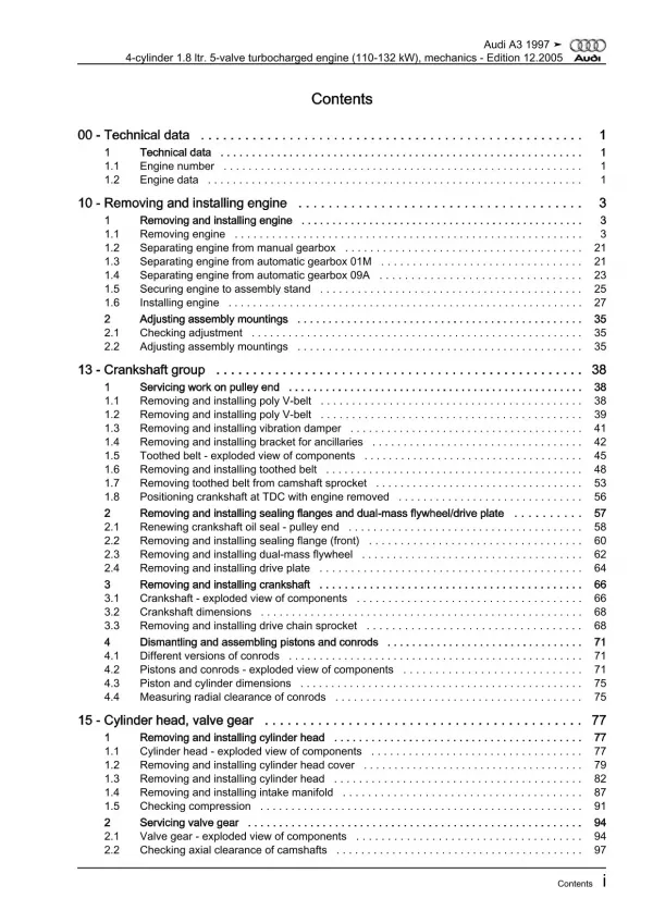 Audi A3 8L 1996-2006 injection engine mechanics 150-180 hp repair manual eBook