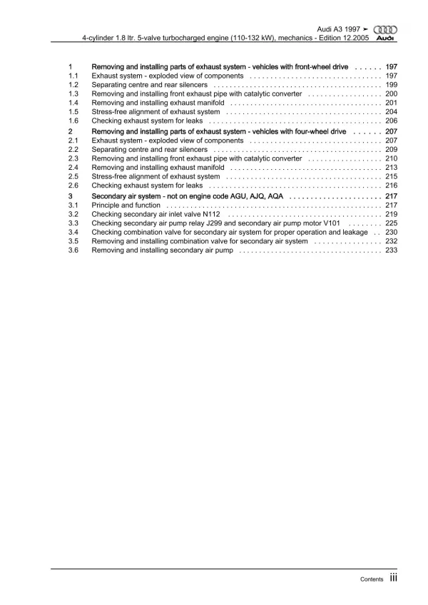 Audi A3 8L 1996-2006 injection engine mechanics 150-180 hp repair manual eBook