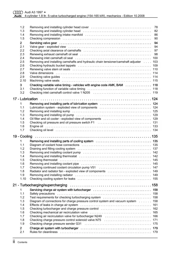 Audi A3 8L 1996-2006 injection engine mechanics 209-225 hp repair manual eBook