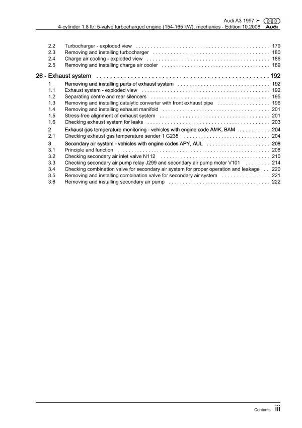 Audi A3 8L 1996-2006 injection engine mechanics 209-225 hp repair manual eBook