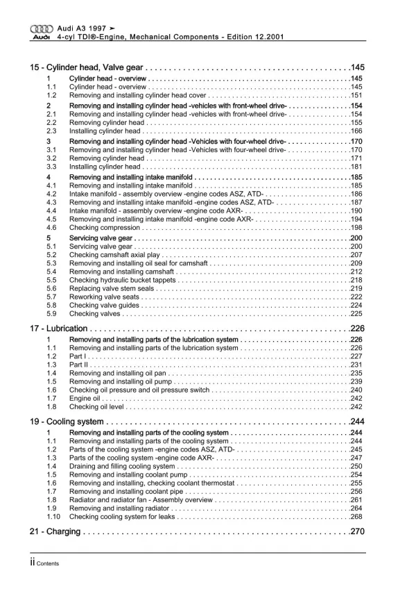 Audi A3 type 8L 1996-2006 diesel engine mechanics 101-131 hp repair manual eBook