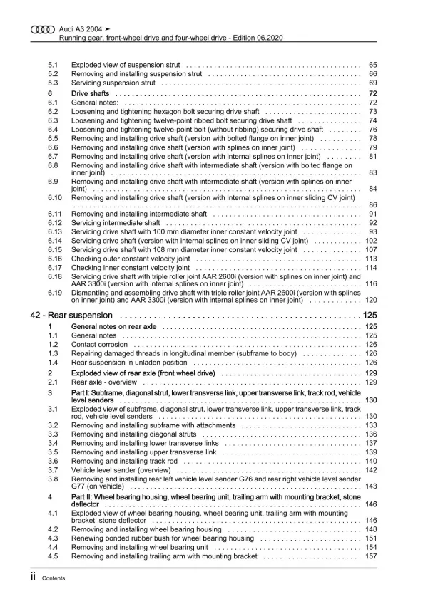 Audi A3 8P 2003-2012 running gear axles steering fwd awd repair manual eBook