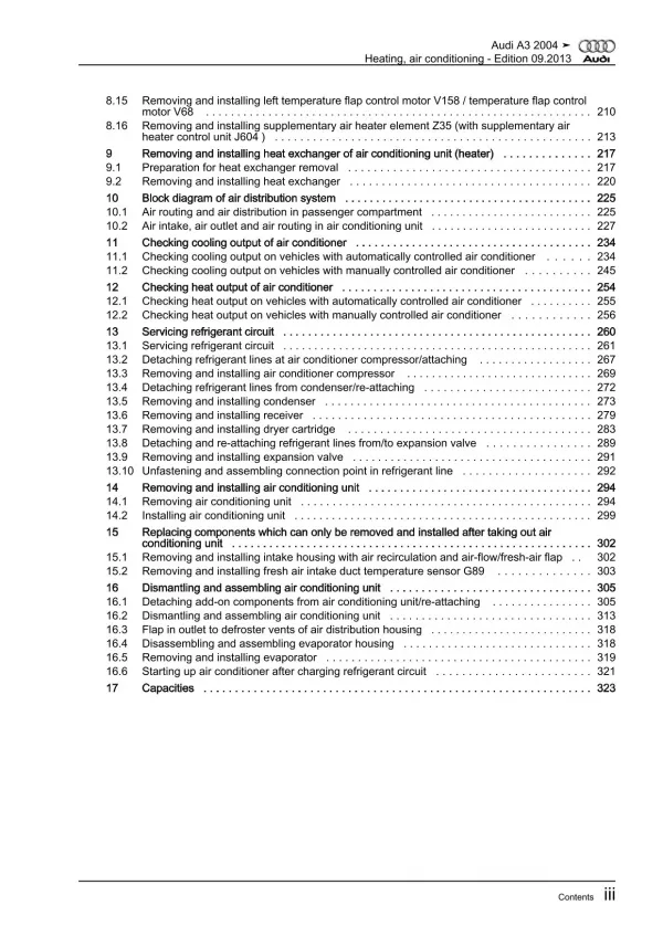 Audi A3 type 8P 2003-2012 heating air conditioning system repair manual eBook