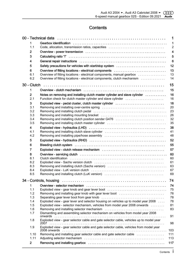 Audi A3 8P 2003-2012 6 speed manual gearbox 02S repair workshop manual eBook