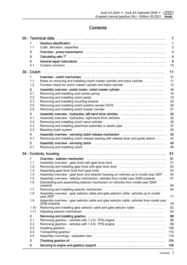 Audi A3 8P 2003-2012 6 speed manual gearbox 0AJ repair workshop manual eBook