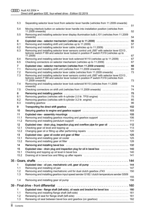 Audi A3 8P 2003-2012 6 speed direct shift gearbox 02E awd repair manual eBook