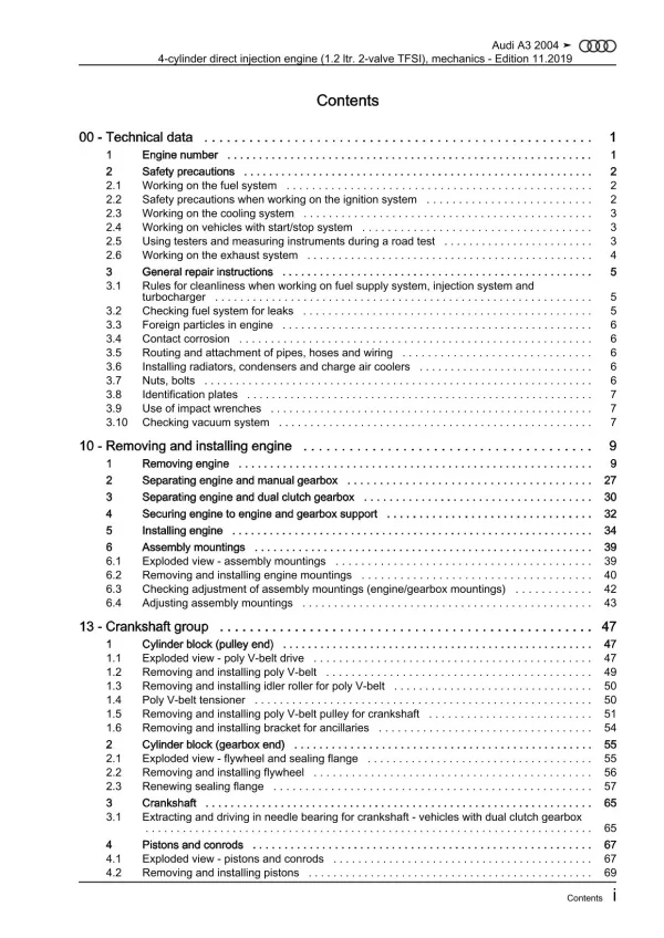 Audi A3 type 8P 2003-2012 injection engine mechanics 105 hp repair manual eBook