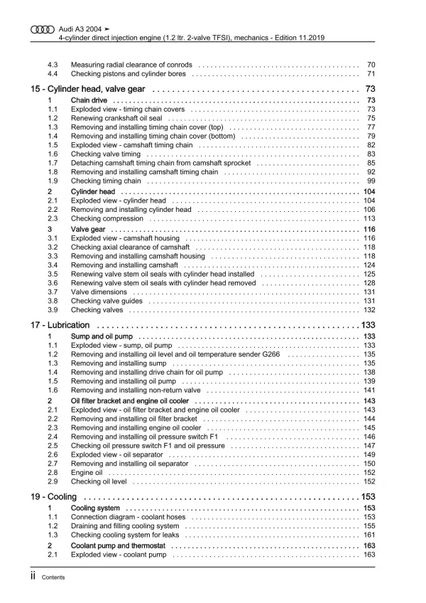 Audi A3 type 8P 2003-2012 injection engine mechanics 105 hp repair manual eBook